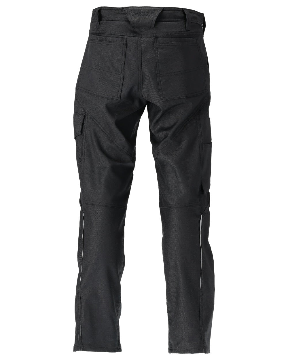 Black Coloured Mascot Workwear Mens Accelerate Cotton Trousers With Kneepad Pockets on white background 