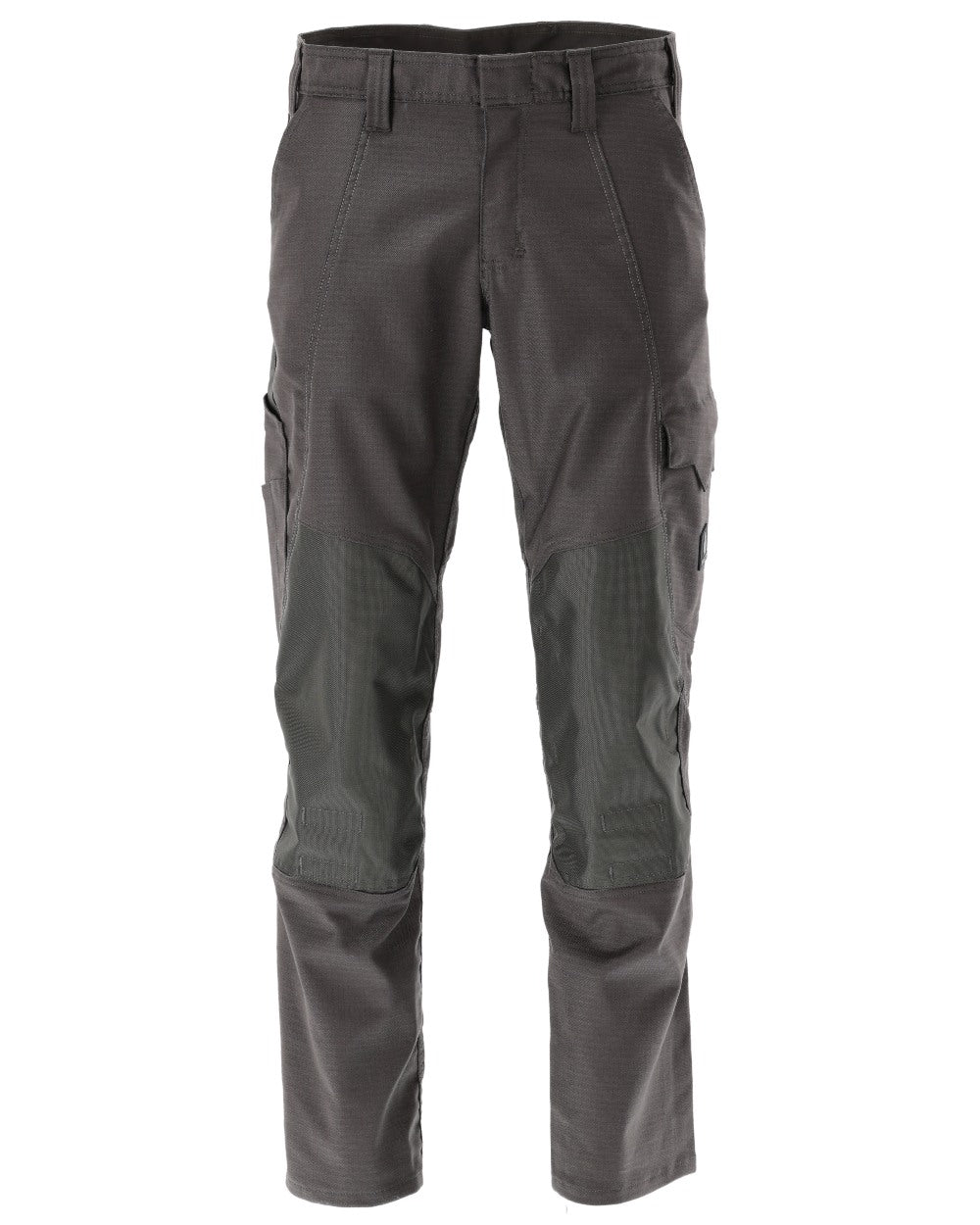 Dark Anthracite Coloured Mascot Workwear Mens Accelerate Cotton Trousers With Kneepad Pockets on white background 