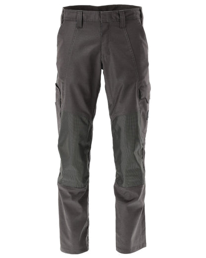 Dark Anthracite Coloured Mascot Workwear Mens Accelerate Cotton Trousers With Kneepad Pockets on white background 