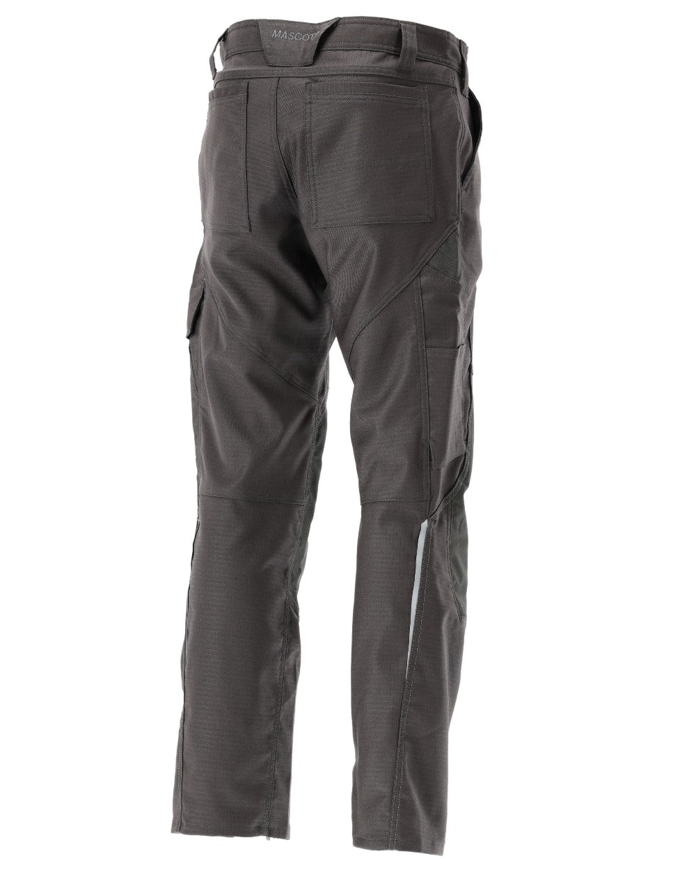Dark Anthracite Coloured Mascot Workwear Mens Accelerate Cotton Trousers With Kneepad Pockets on white background 