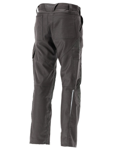 Dark Anthracite Coloured Mascot Workwear Mens Accelerate Cotton Trousers With Kneepad Pockets on white background 