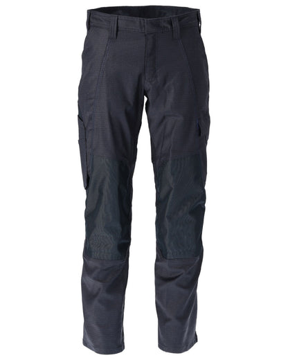 Dark Navy Coloured Mascot Workwear Mens Accelerate Cotton Trousers With Kneepad Pockets on white background 