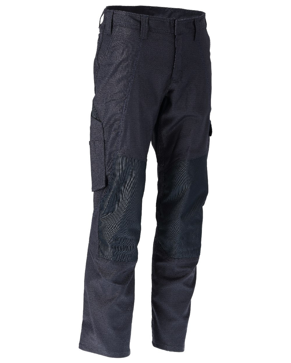 Dark Navy Coloured Mascot Workwear Mens Accelerate Cotton Trousers With Kneepad Pockets on white background 