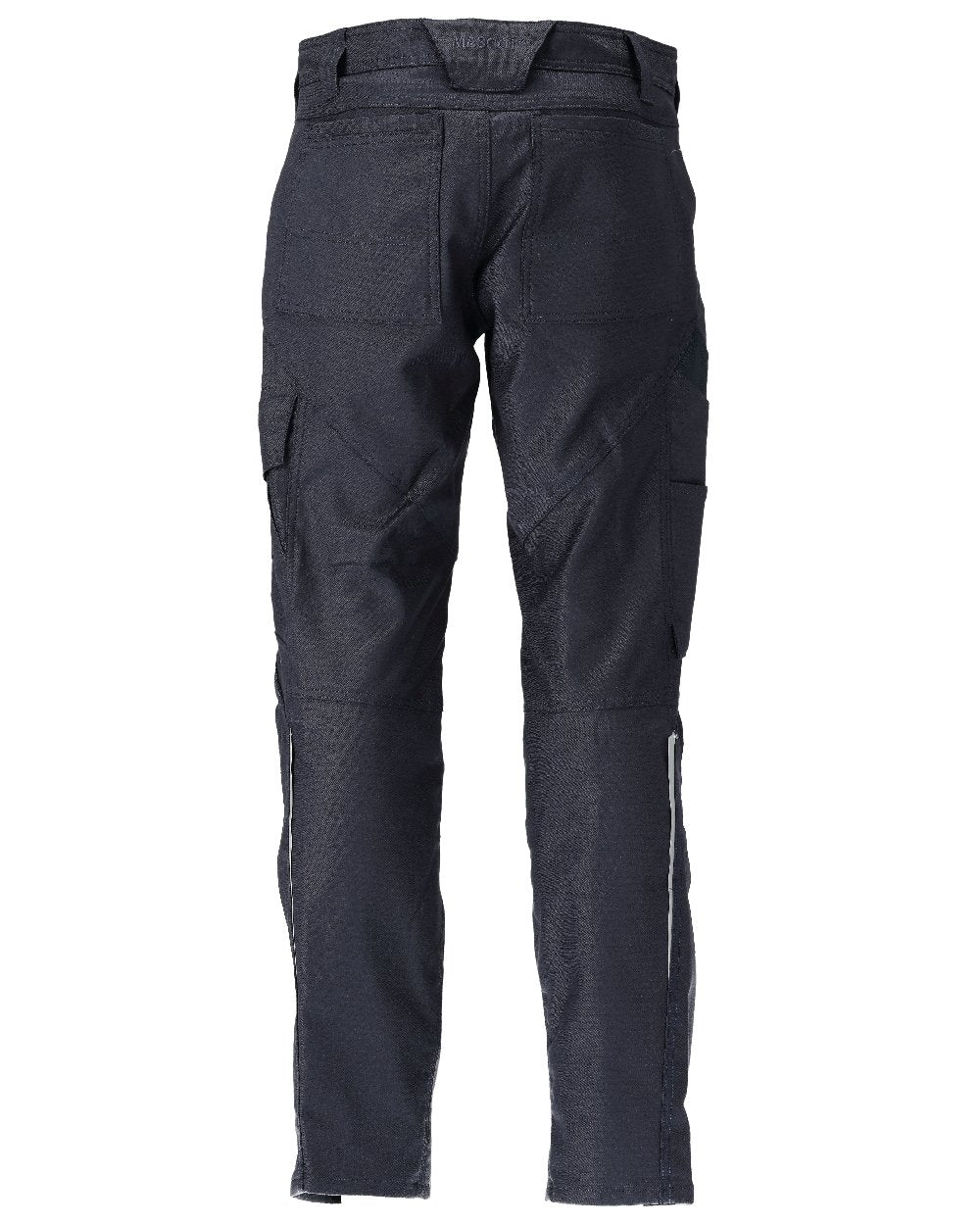 Dark Navy Coloured Mascot Workwear Mens Accelerate Cotton Trousers With Kneepad Pockets on white background 