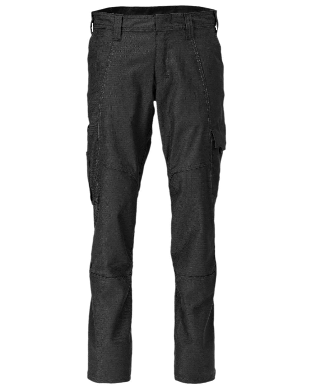 Black Coloured Mascot Workwear Mens Accelerate Cotton Trousers With Thigh Pockets on white background 