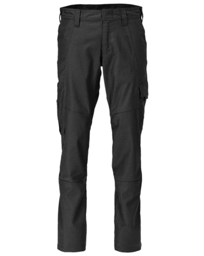Black Coloured Mascot Workwear Mens Accelerate Cotton Trousers With Thigh Pockets on white background 