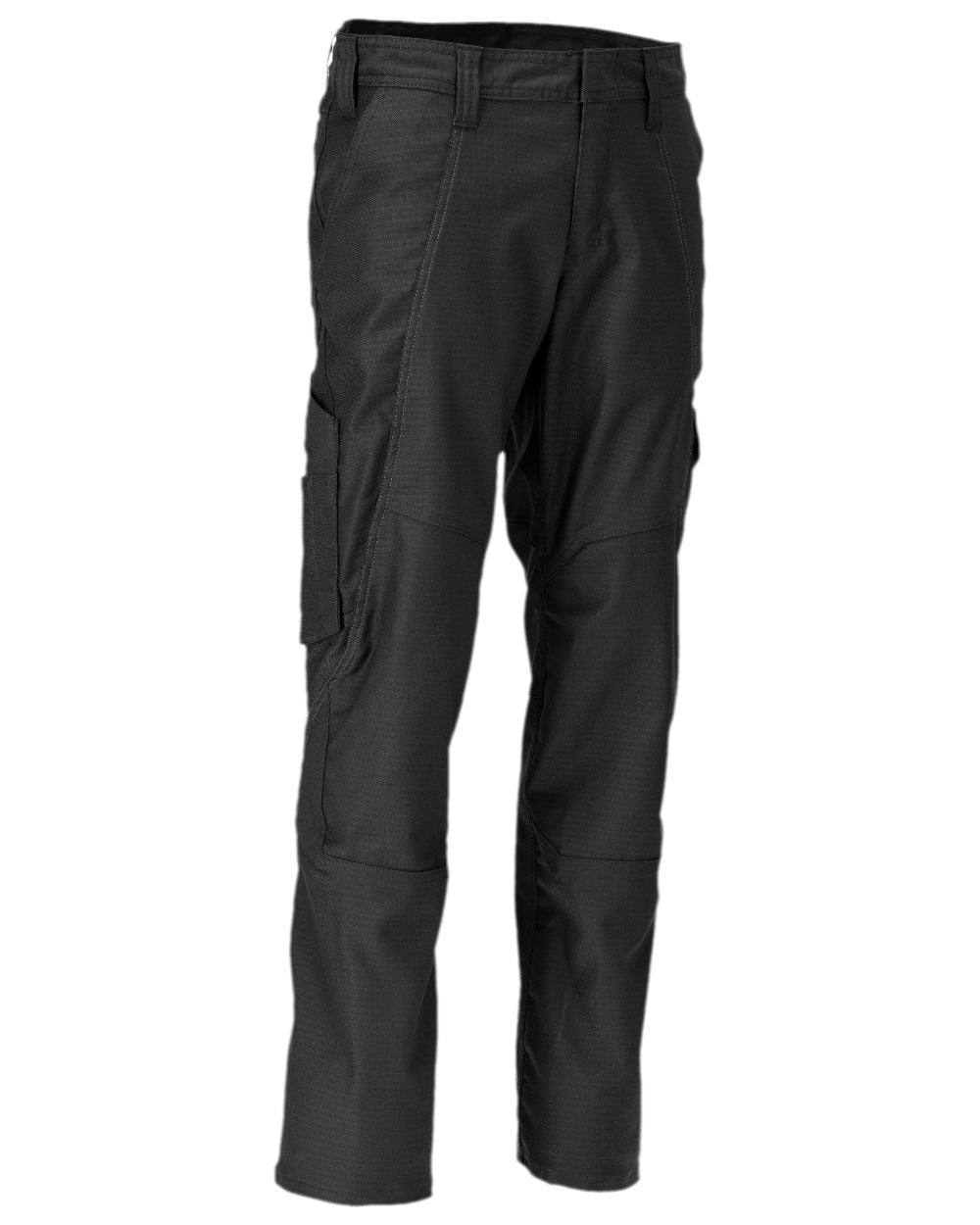 Black Coloured Mascot Workwear Mens Accelerate Cotton Trousers With Thigh Pockets on white background 