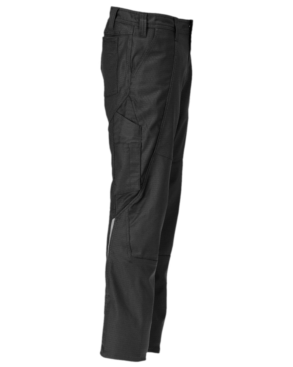 Black Coloured Mascot Workwear Mens Accelerate Cotton Trousers With Thigh Pockets on white background 