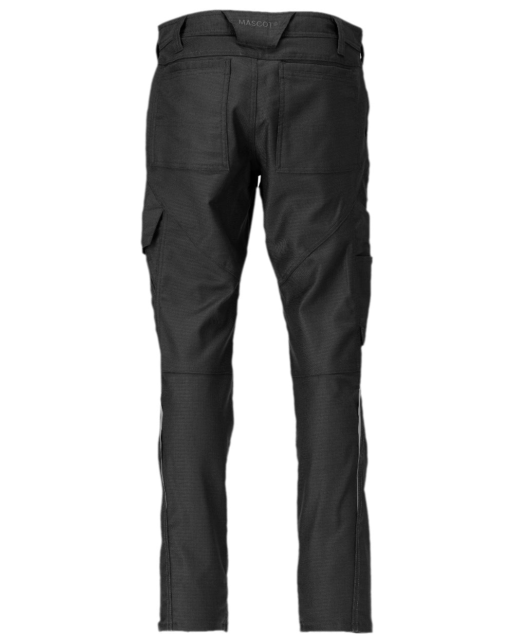 Black Coloured Mascot Workwear Mens Accelerate Cotton Trousers With Thigh Pockets on white background 