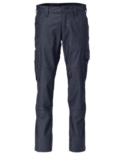 Dark Navy Coloured Mascot Workwear Mens Accelerate Cotton Trousers With Thigh Pockets on white background 