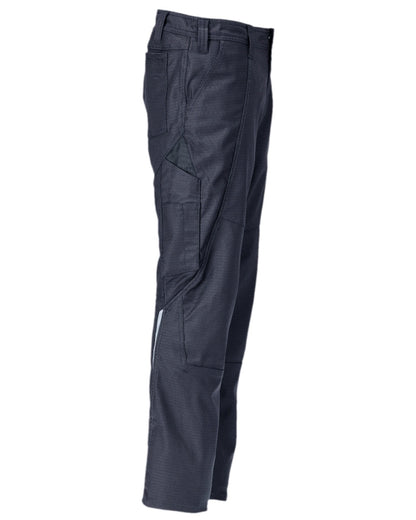 Dark Navy Coloured Mascot Workwear Mens Accelerate Cotton Trousers With Thigh Pockets on white background 