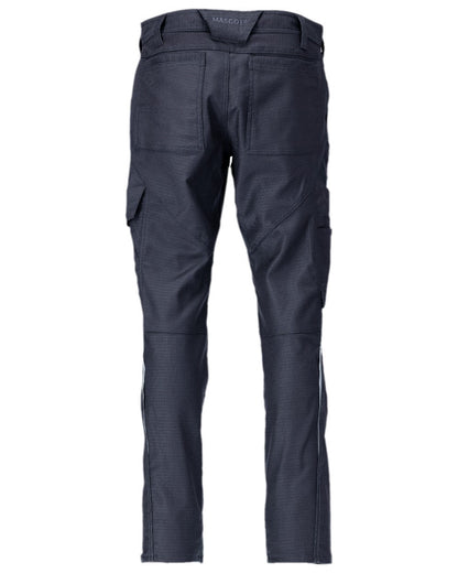 Dark Navy Coloured Mascot Workwear Mens Accelerate Cotton Trousers With Thigh Pockets on white background 