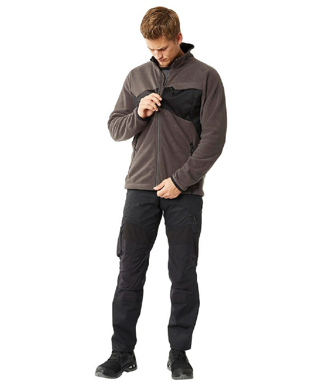 Dark Anthracite Black Coloured Mascot Workwear Mens Accelerate Fleece Jacket on white background 