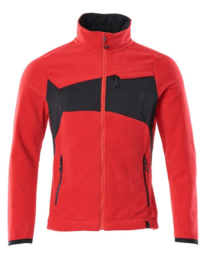 Traffic Red Black Coloured Mascot Workwear Mens Accelerate Fleece Jacket on white background 