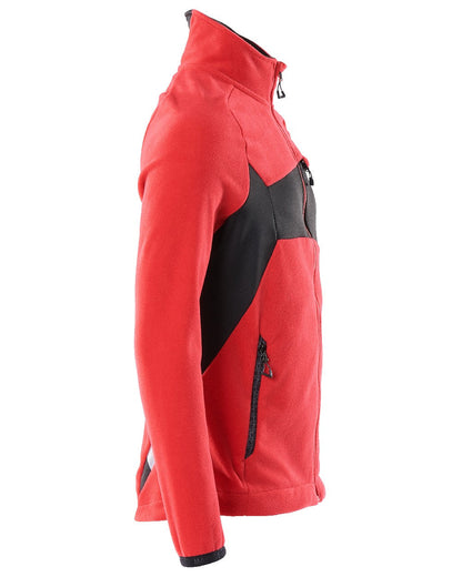 Traffic Red Black Coloured Mascot Workwear Mens Accelerate Fleece Jacket on white background 