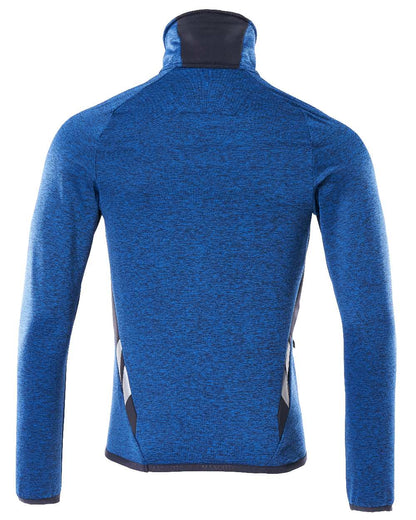 Azure Blue Dark Navy Coloured Mascot Workwear Mens Accelerate Fleece Jumper With Half Zip on white background 