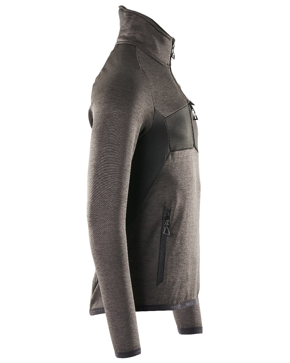 Dark Anthracite Black Coloured Mascot Workwear Mens Accelerate Fleece Jumper With Half Zip on white background 