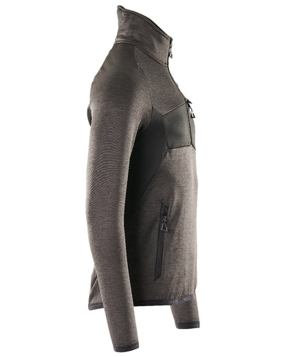 Dark Anthracite Black Coloured Mascot Workwear Mens Accelerate Fleece Jumper With Half Zip on white background 