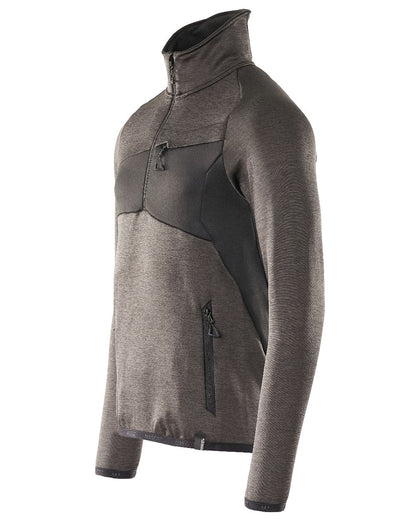 Dark Anthracite Black Coloured Mascot Workwear Mens Accelerate Fleece Jumper With Half Zip on white background 