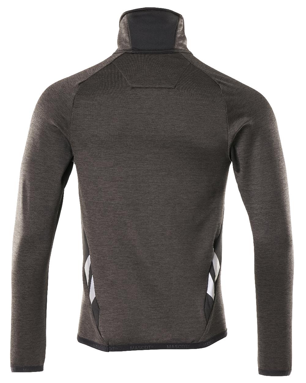 Dark Anthracite Black Coloured Mascot Workwear Mens Accelerate Fleece Jumper With Half Zip on white background 