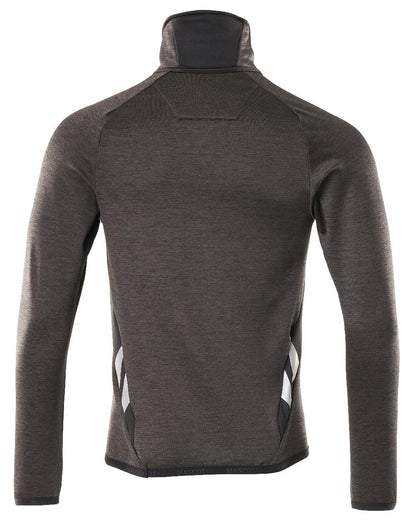 Dark Anthracite Black Coloured Mascot Workwear Mens Accelerate Fleece Jumper With Half Zip on white background 