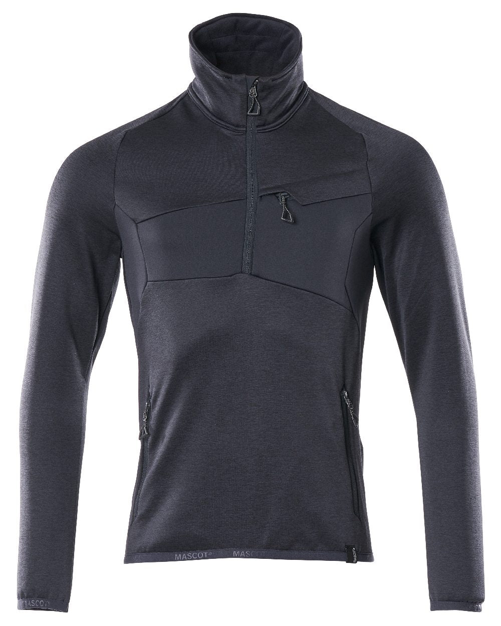 Dark Navy Coloured Mascot Workwear Mens Accelerate Fleece Jumper With Half Zip on white background 