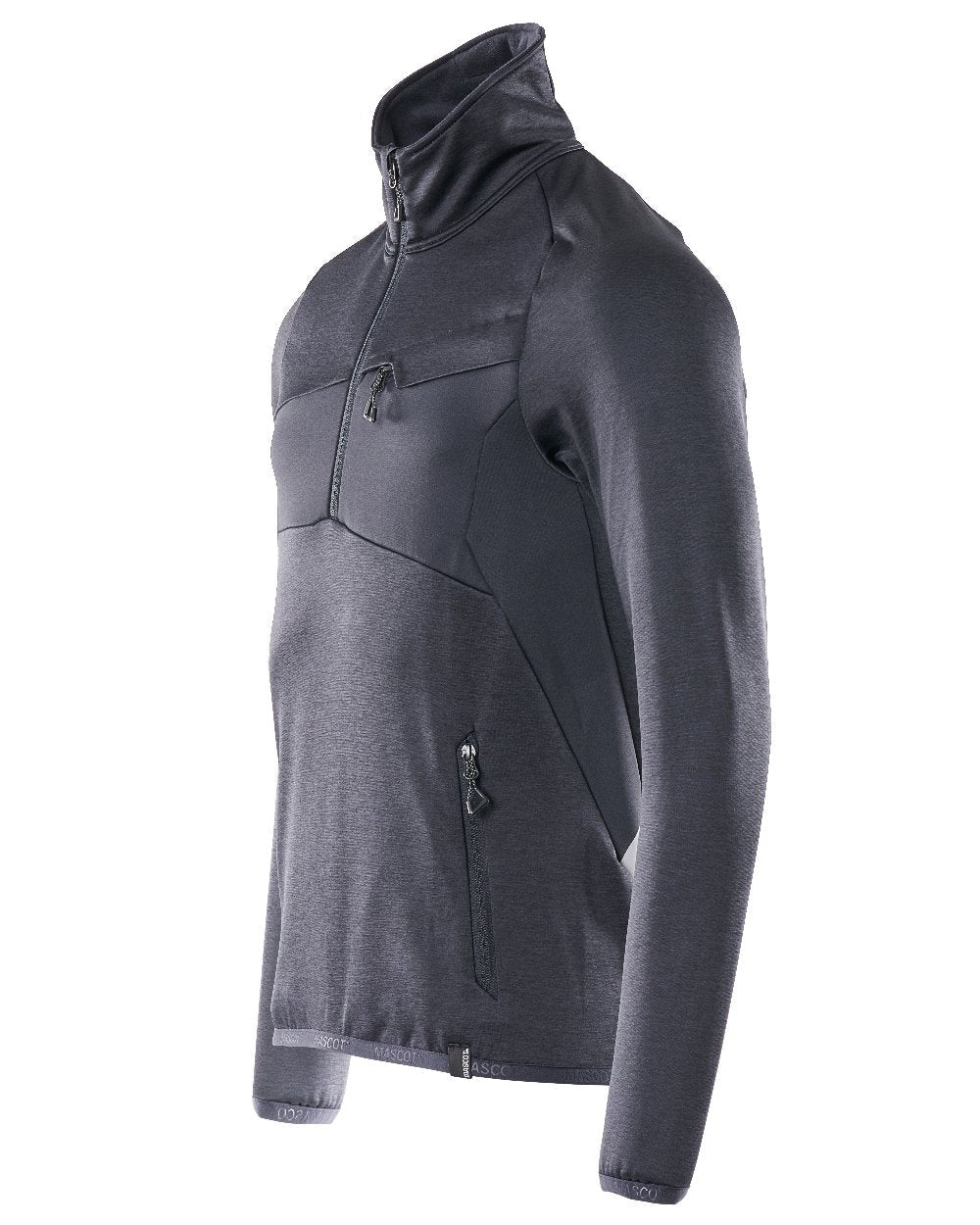 Dark Navy Coloured Mascot Workwear Mens Accelerate Fleece Jumper With Half Zip on white background 