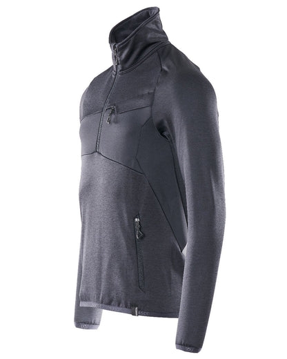 Dark Navy Coloured Mascot Workwear Mens Accelerate Fleece Jumper With Half Zip on white background 