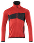 Traffic Red Black Coloured Mascot Workwear Mens Accelerate Fleece Jumper With Half Zip on white background 