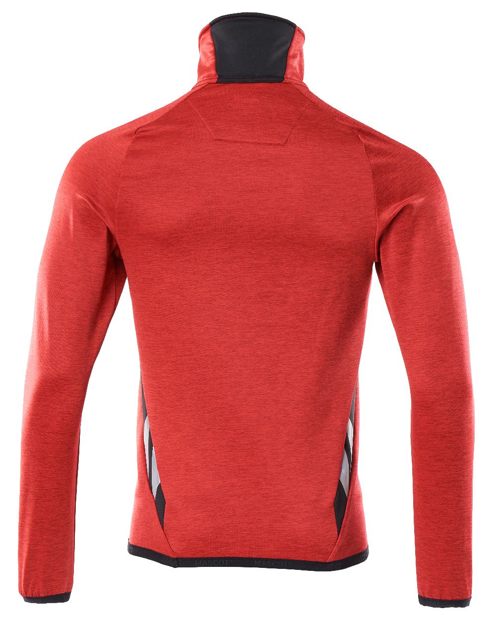 Traffic Red Black Coloured Mascot Workwear Mens Accelerate Fleece Jumper With Half Zip on white background 