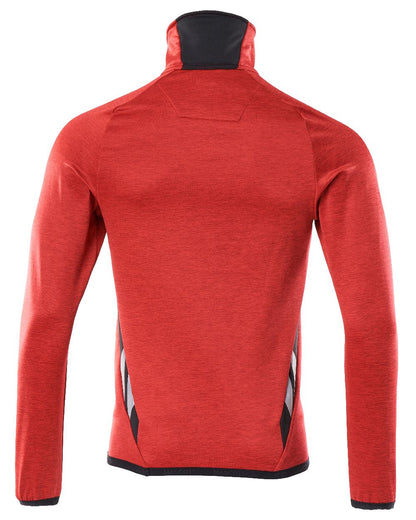 Traffic Red Black Coloured Mascot Workwear Mens Accelerate Fleece Jumper With Half Zip on white background 