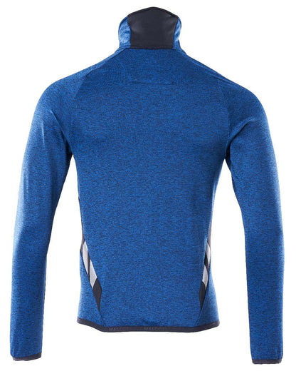 Azure Blue Dark Navy Coloured Mascot Workwear Mens Accelerate Fleece Jumper With Zipper on white background 