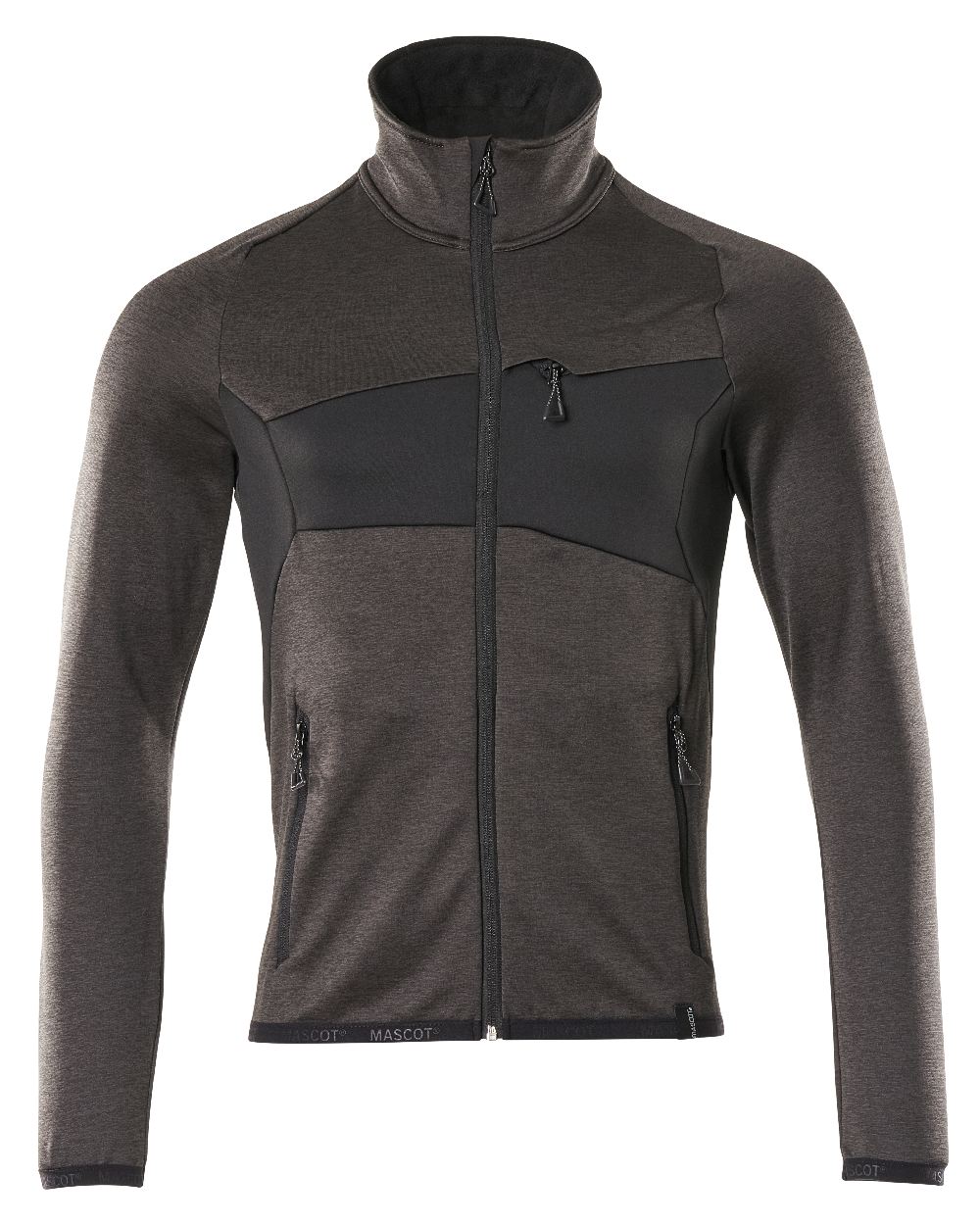 Dark Anthracite Black Coloured Mascot Workwear Mens Accelerate Fleece Jumper With Zipper on white background 
