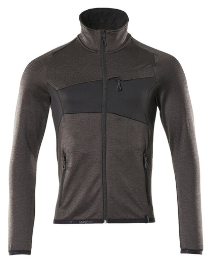 Dark Anthracite Black Coloured Mascot Workwear Mens Accelerate Fleece Jumper With Zipper on white background 