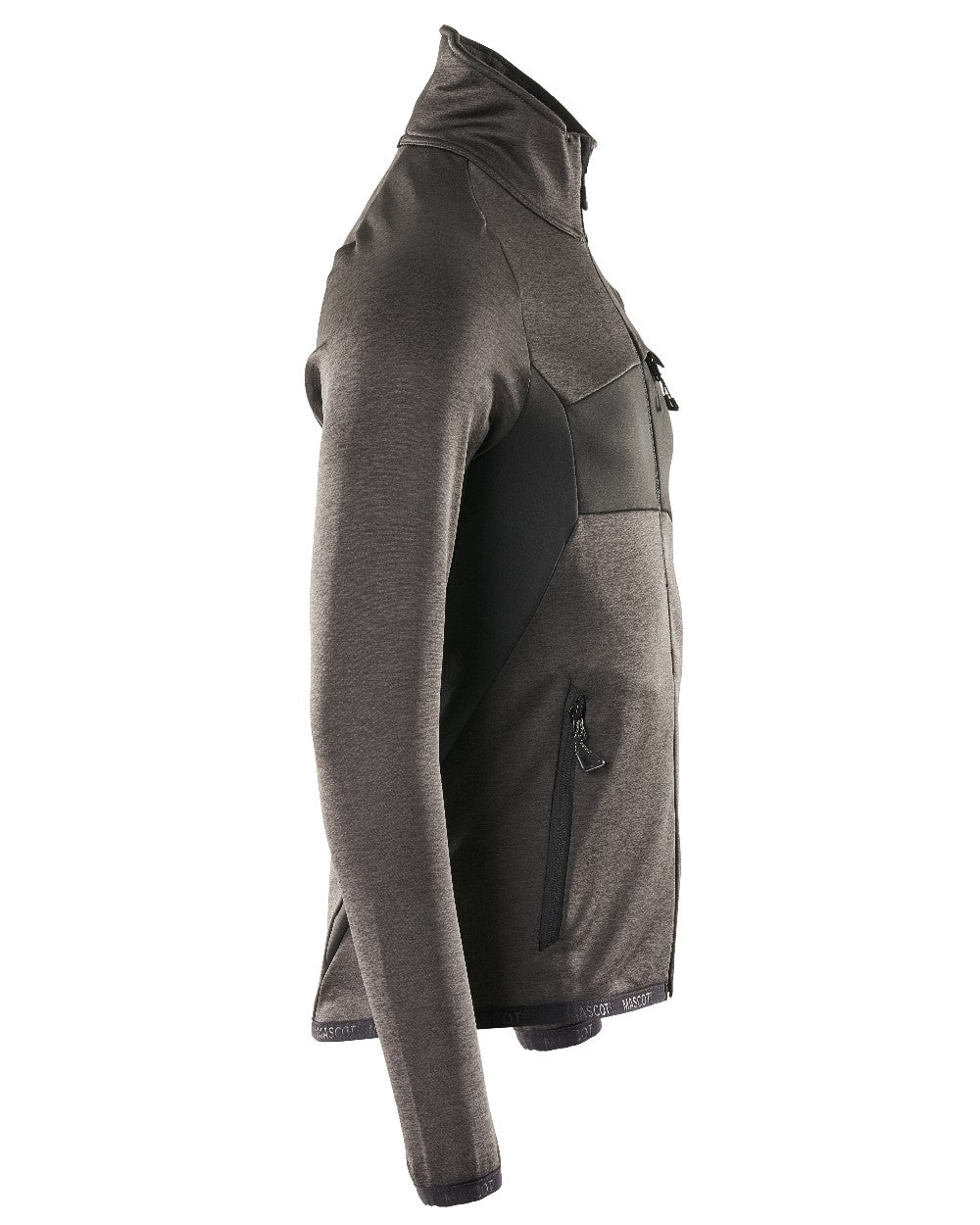 Dark Anthracite Black Coloured Mascot Workwear Mens Accelerate Fleece Jumper With Zipper on white background 