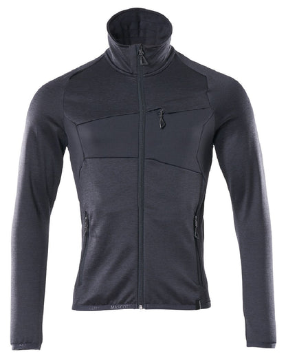 Dark Navy Coloured Mascot Workwear Mens Accelerate Fleece Jumper With Zipper on white background 