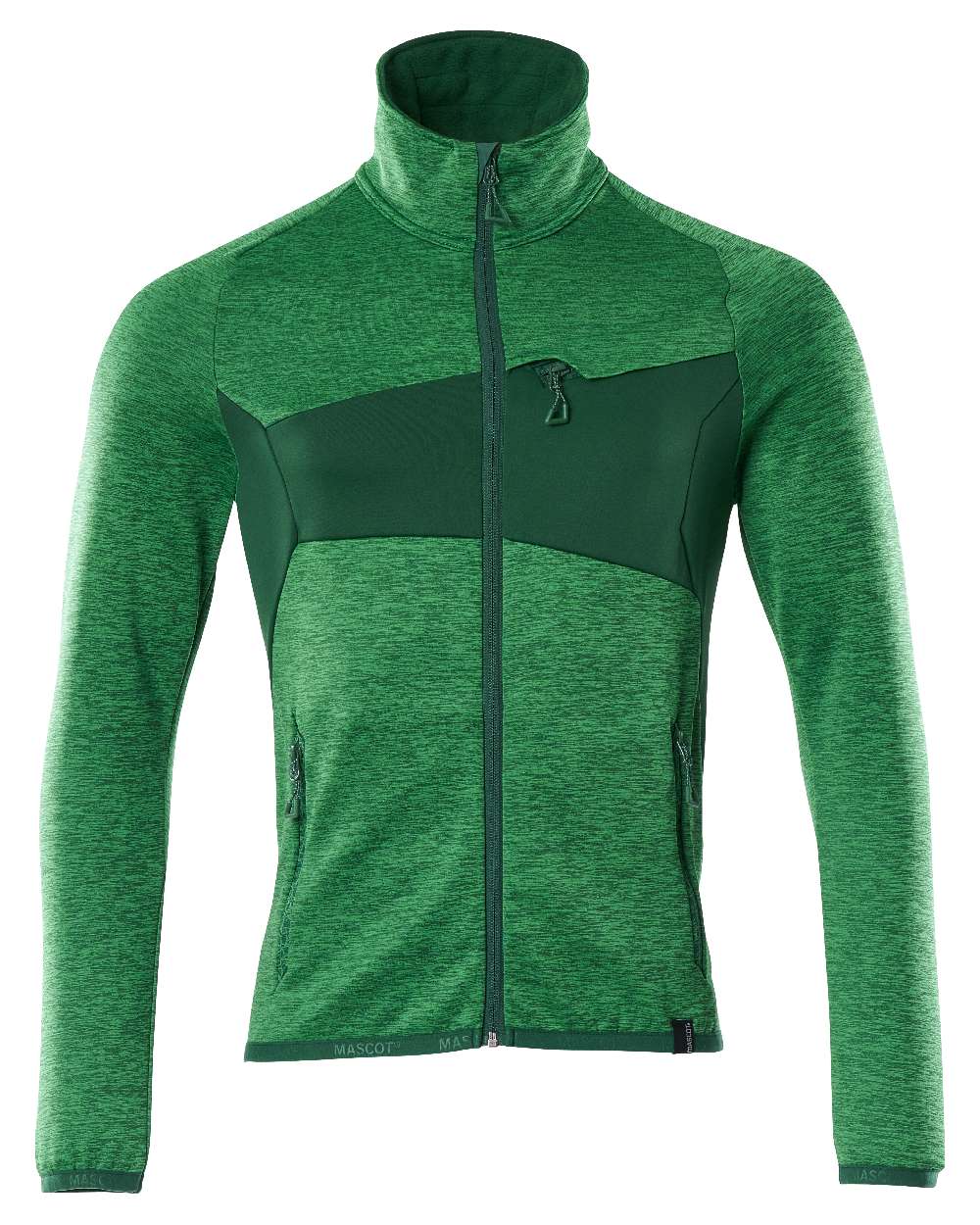 Grass Green Coloured Mascot Workwear Mens Accelerate Fleece Jumper With Zipper on white background 
