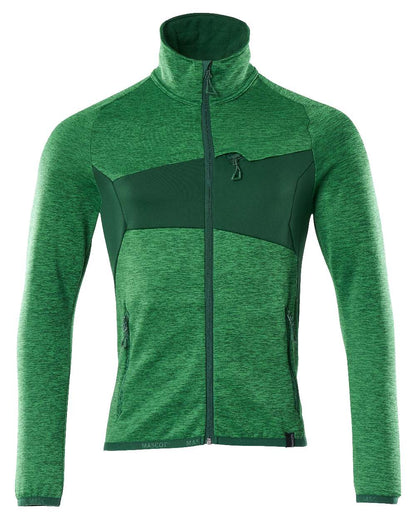 Grass Green Coloured Mascot Workwear Mens Accelerate Fleece Jumper With Zipper on white background 