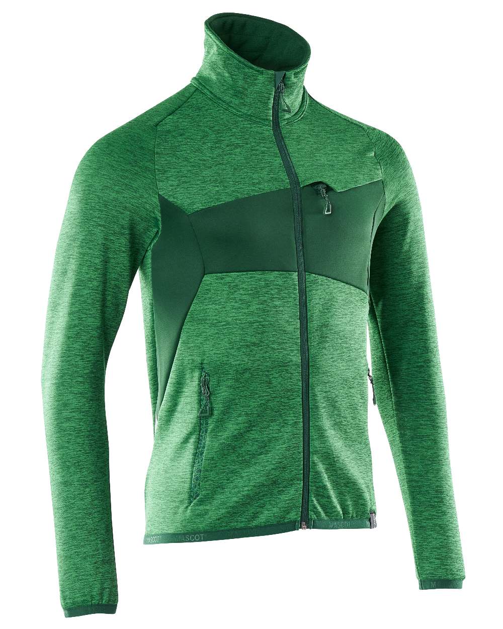 Grass Green Coloured Mascot Workwear Mens Accelerate Fleece Jumper With Zipper on white background 