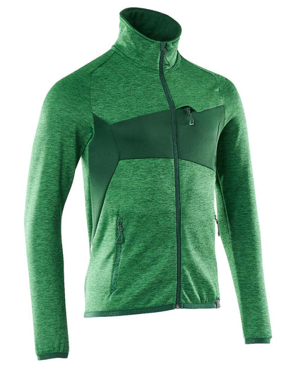 Grass Green Coloured Mascot Workwear Mens Accelerate Fleece Jumper With Zipper on white background 