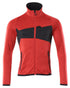 Traffic Red Black Coloured Mascot Workwear Mens Accelerate Fleece Jumper With Zipper on white background 