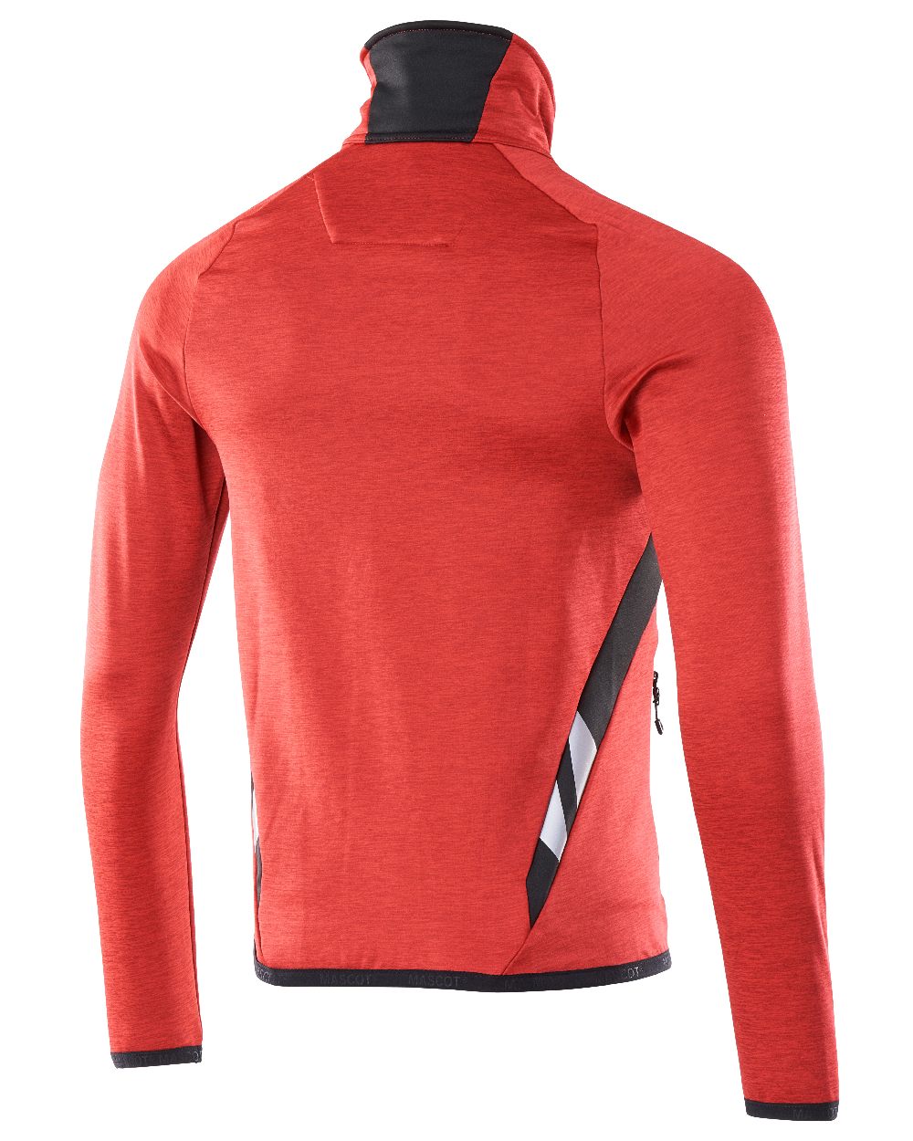 Traffic Red Black Coloured Mascot Workwear Mens Accelerate Fleece Jumper With Zipper on white background 