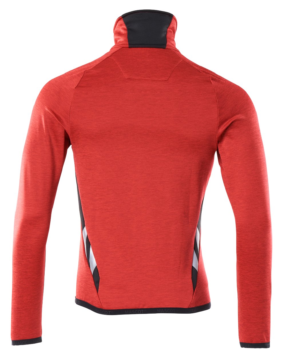 Traffic Red Black Coloured Mascot Workwear Mens Accelerate Fleece Jumper With Zipper on white background 