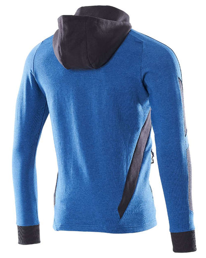 Azure Blue Dark Navy Coloured Mascot Workwear Mens Accelerate Hoodie With Zipper on white background 
