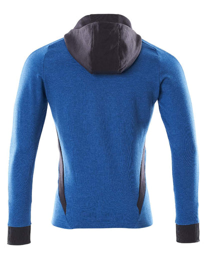 Azure Blue Dark Navy Coloured Mascot Workwear Mens Accelerate Hoodie With Zipper on white background 