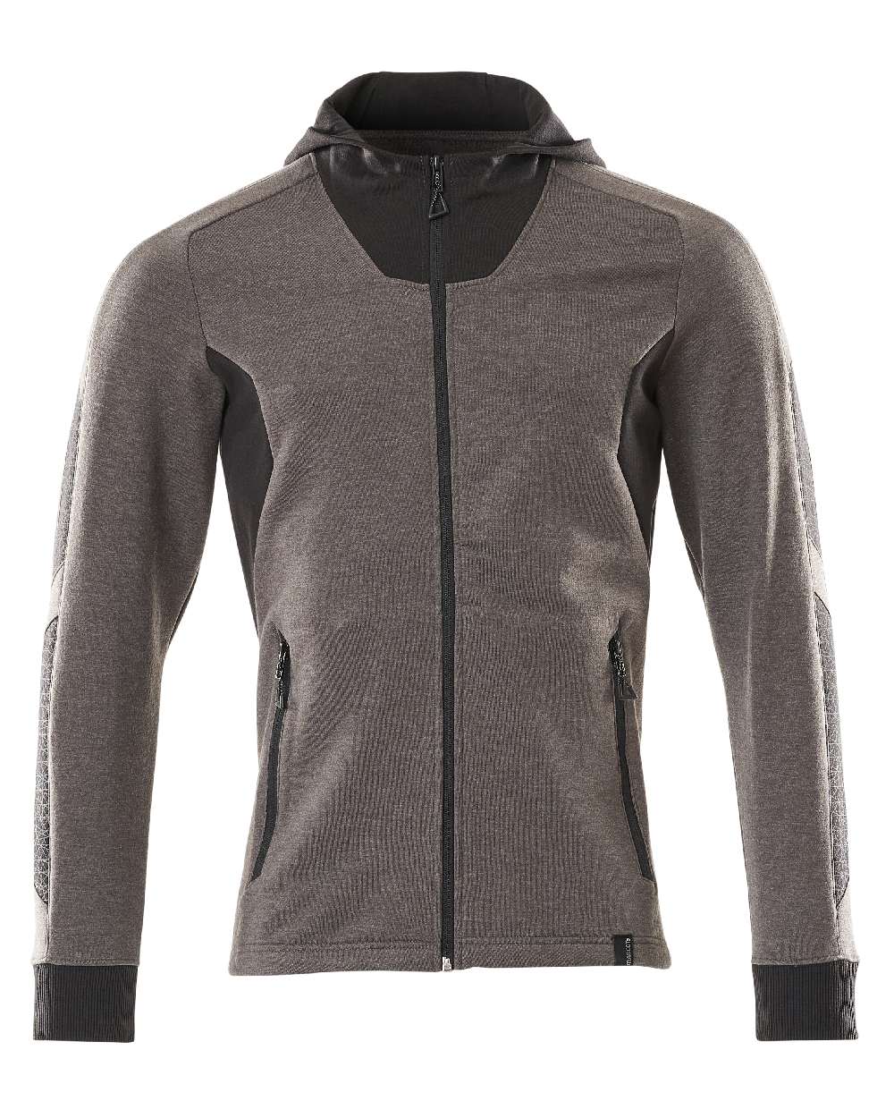 Dark Anthracite Black Coloured Mascot Workwear Mens Accelerate Hoodie With Zipper on white background 