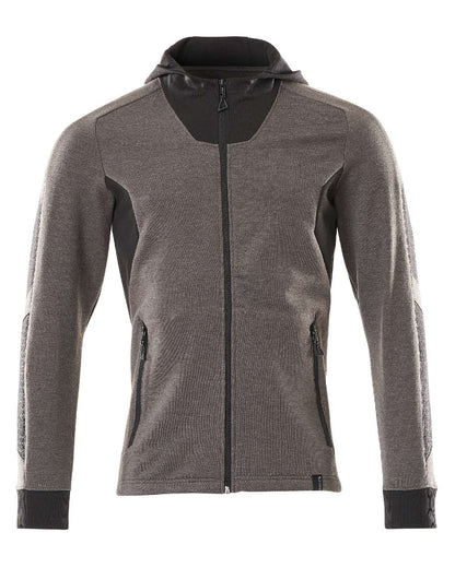 Dark Anthracite Black Coloured Mascot Workwear Mens Accelerate Hoodie With Zipper on white background 
