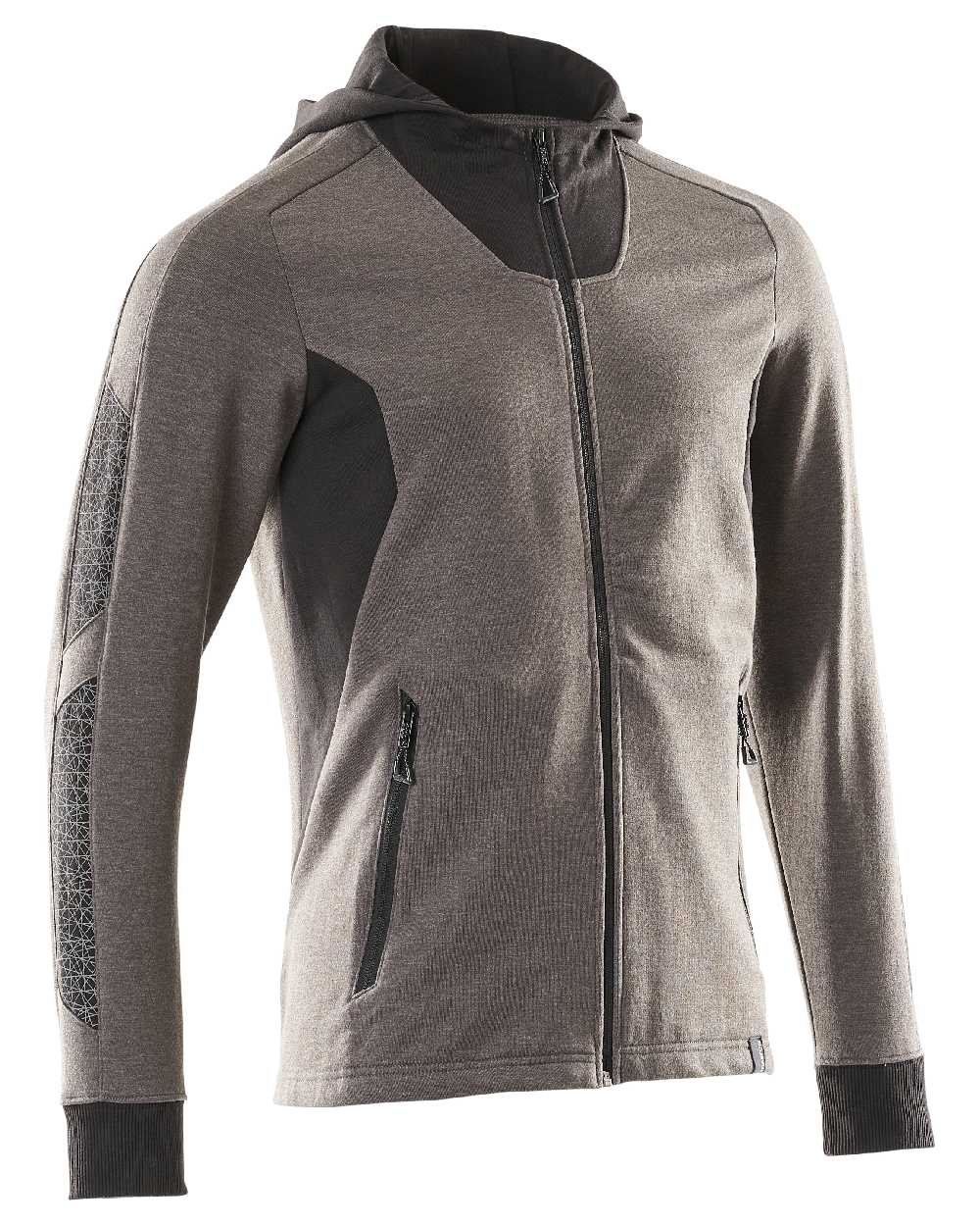 Dark Anthracite Black Coloured Mascot Workwear Mens Accelerate Hoodie With Zipper on white background 