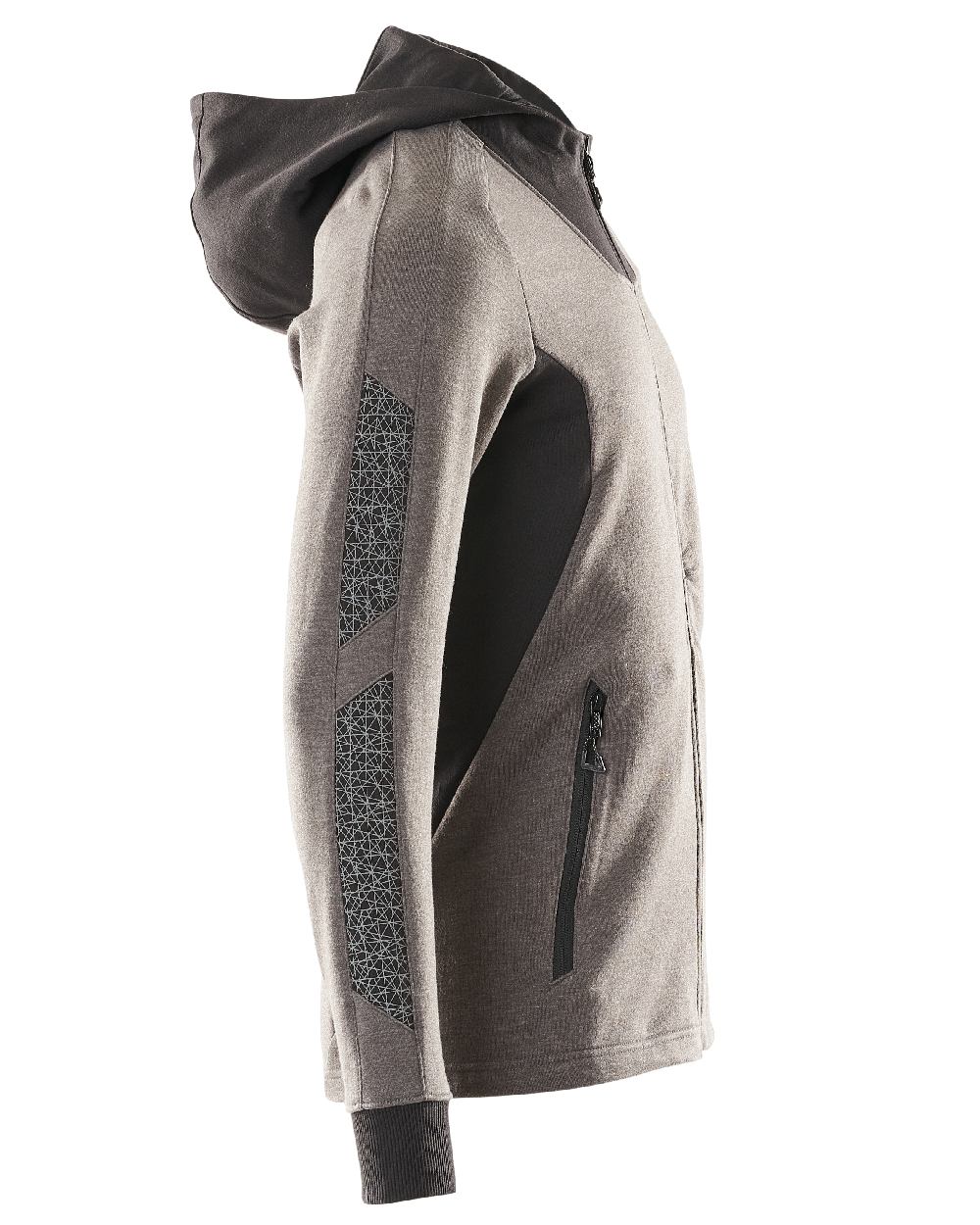 Dark Anthracite Black Coloured Mascot Workwear Mens Accelerate Hoodie With Zipper on white background 