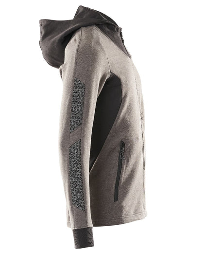 Dark Anthracite Black Coloured Mascot Workwear Mens Accelerate Hoodie With Zipper on white background 